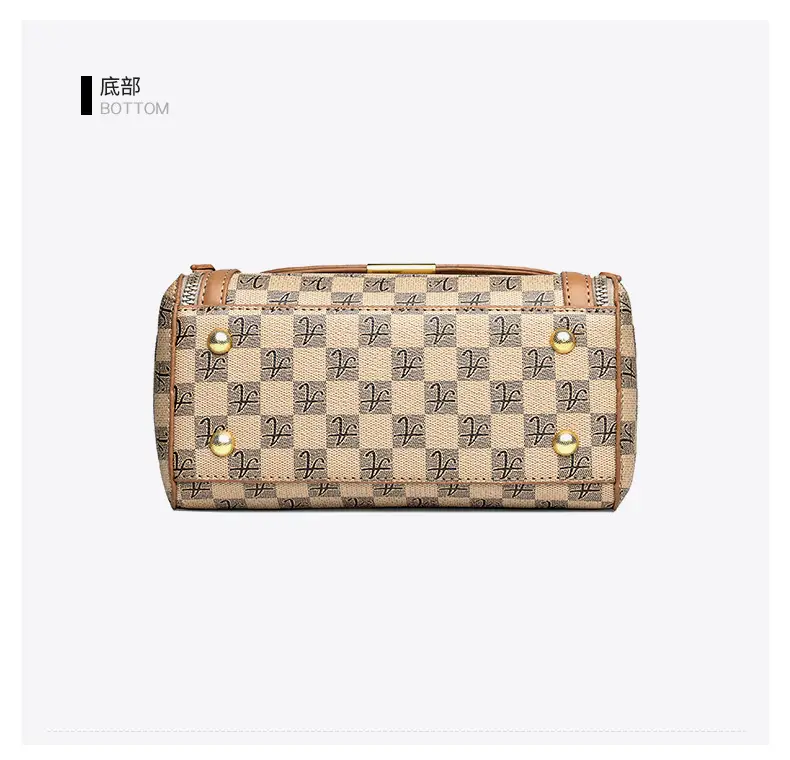 Korean Style Women's Handbag Brown Checkered Shoulder Crossbody — feature 22