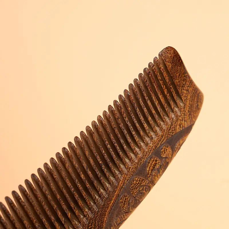 Black Gold Sandalwood Hair Comb Double Carved - Image 3