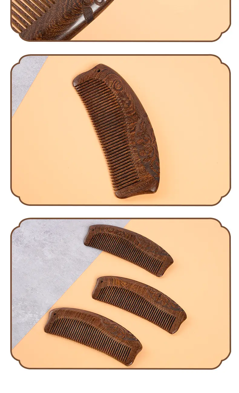 Black Gold Sandalwood Hair Comb Double Carved — feature 10