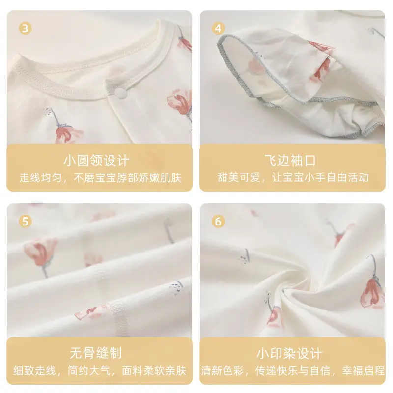 Baby Cotton Floral Jumpsuit Summer Short Sleeve - Image 5