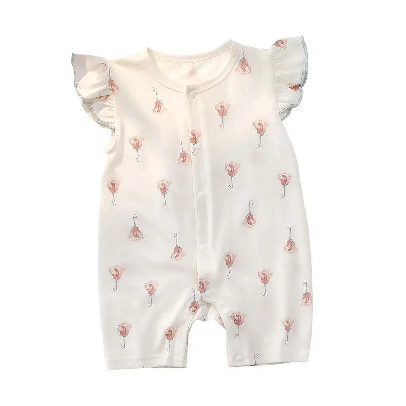 Baby Cotton Floral Jumpsuit Summer Short Sleeve - Image 6