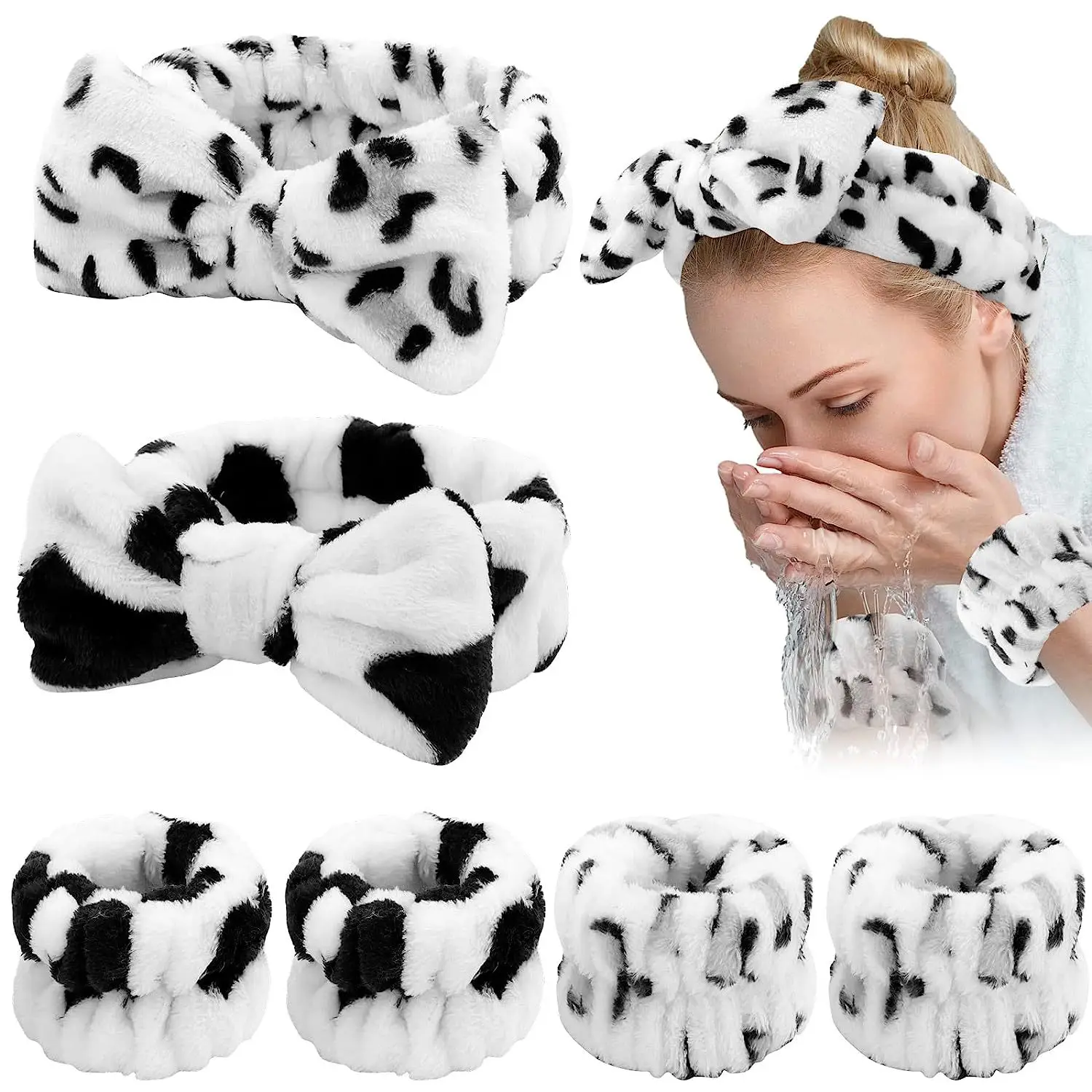 Waterproof Leopard Print Wash Wrist Bands Set
