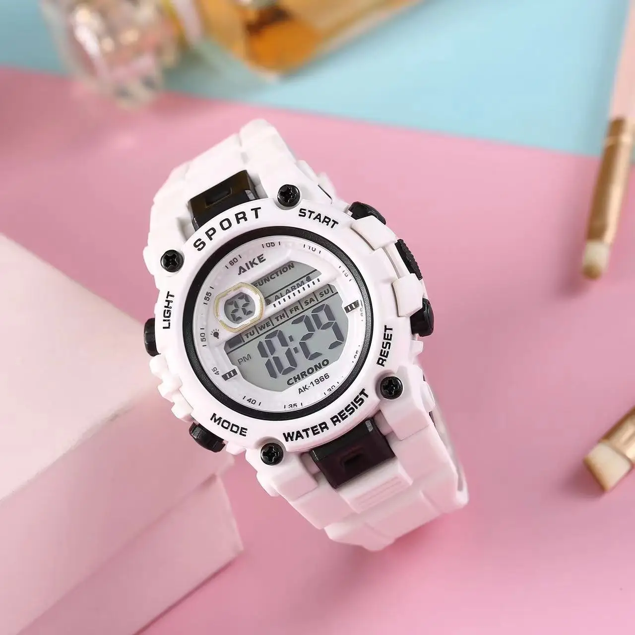 Aike Waterproof Men Women Student Watch Macaron Color
