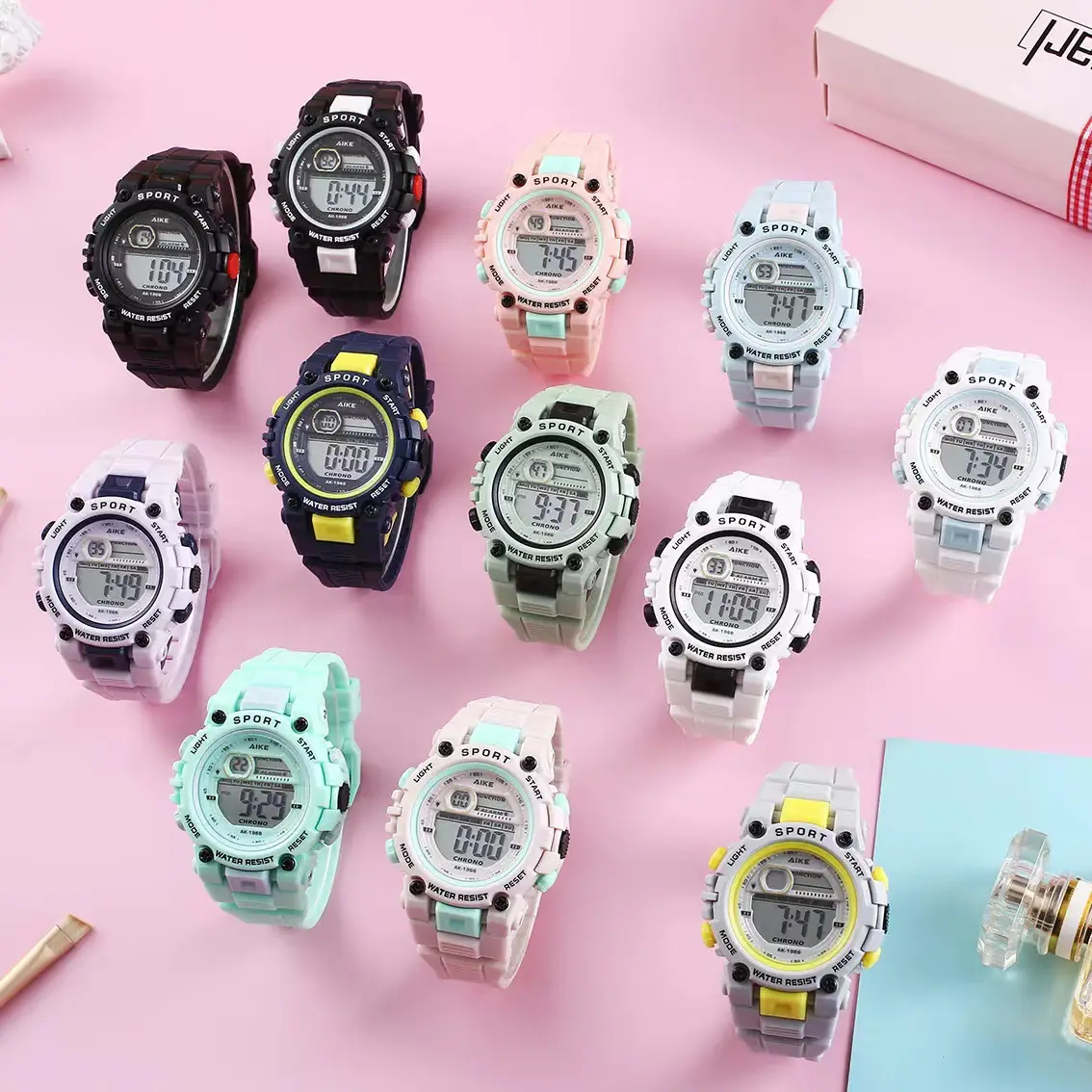 Aike Waterproof Men Women Student Watch Macaron Color — feature 4