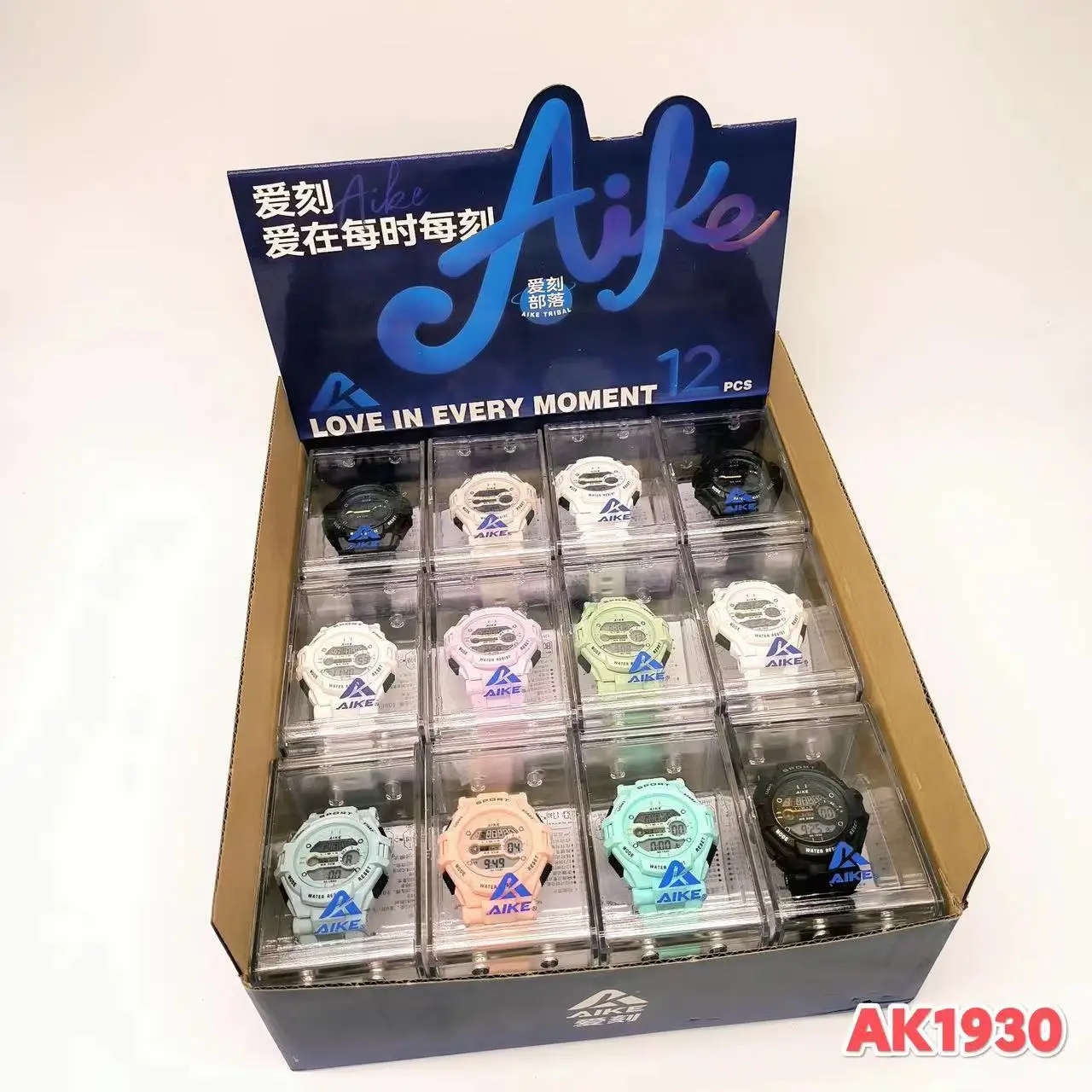 Aike Waterproof Men Women Student Watch Macaron Color