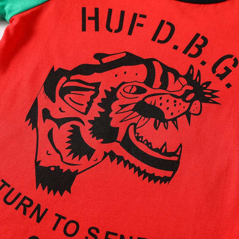 Huf D.B.G Boys T-Shirt Red Green 2025 Summer - Image 5