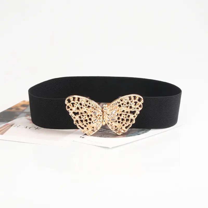 Butterfly Belt for Women Black Elastic Waist Cover