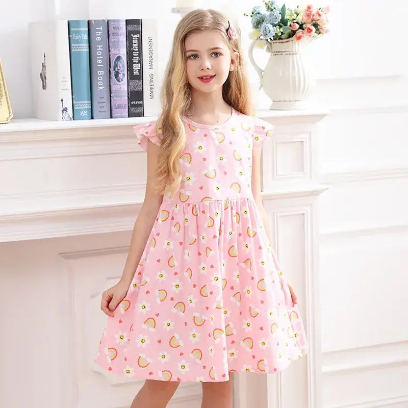 Girls Cotton Lemon Print Summer Dress 2023