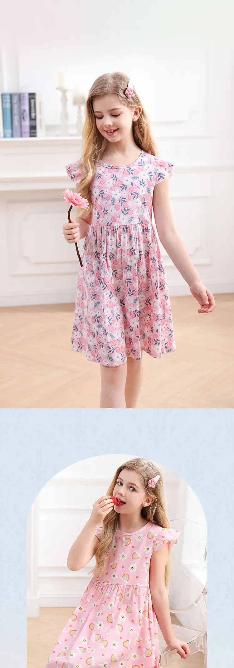 Girls Cotton Lemon Print Summer Dress 2023 — feature 12