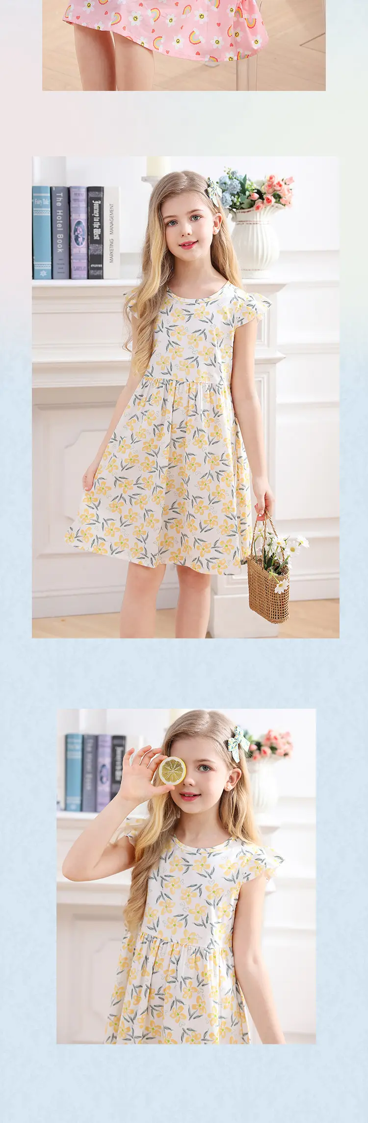 Girls Cotton Lemon Print Summer Dress 2023 — feature 13