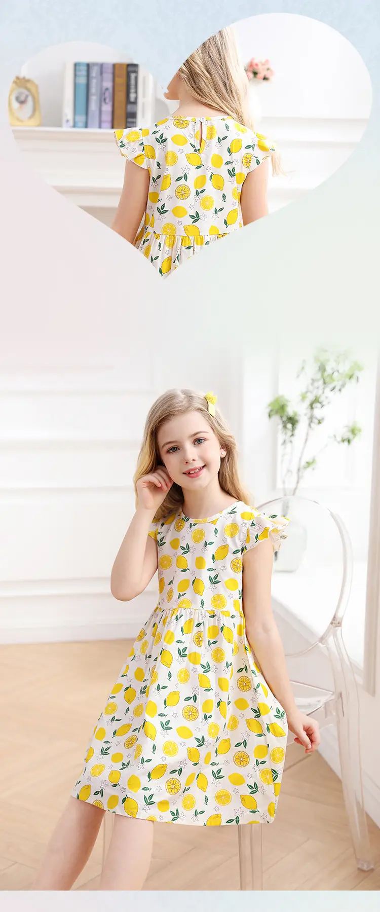 Girls Cotton Lemon Print Summer Dress 2023 — feature 9