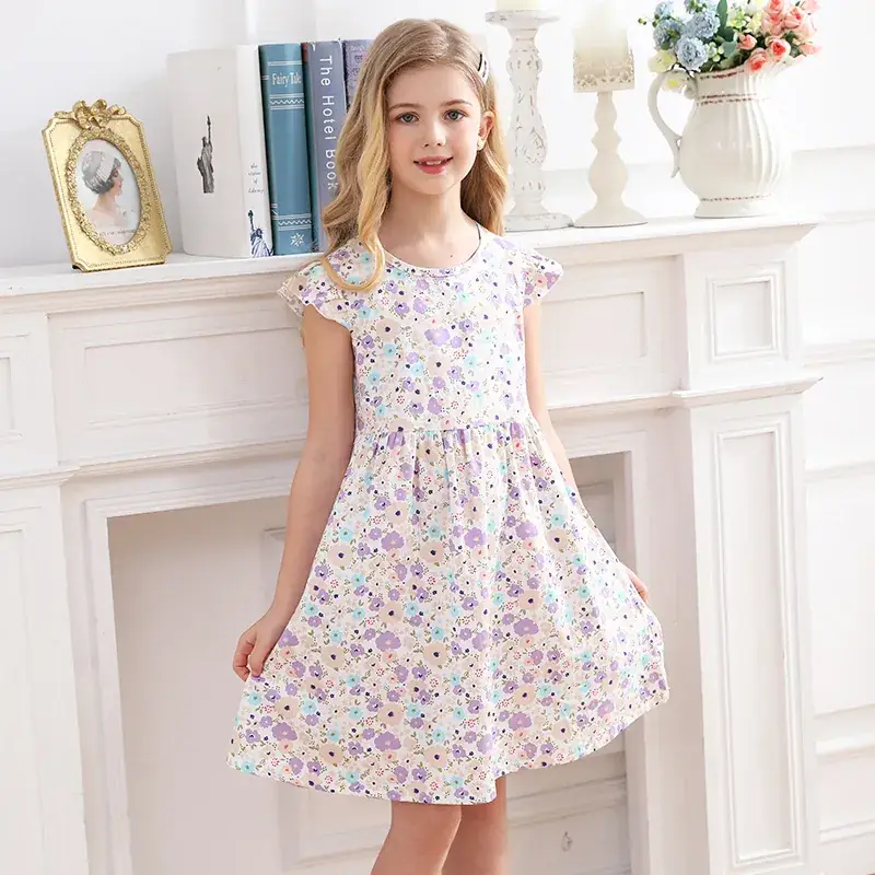 Girls Cotton Lemon Print Summer Dress 2023