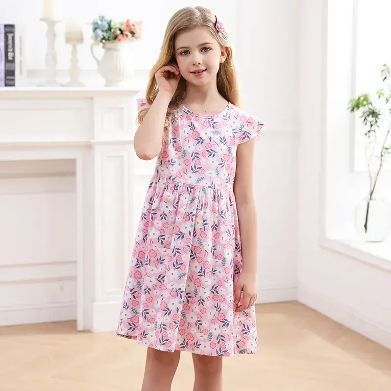 Girls Cotton Lemon Print Summer Dress 2023
