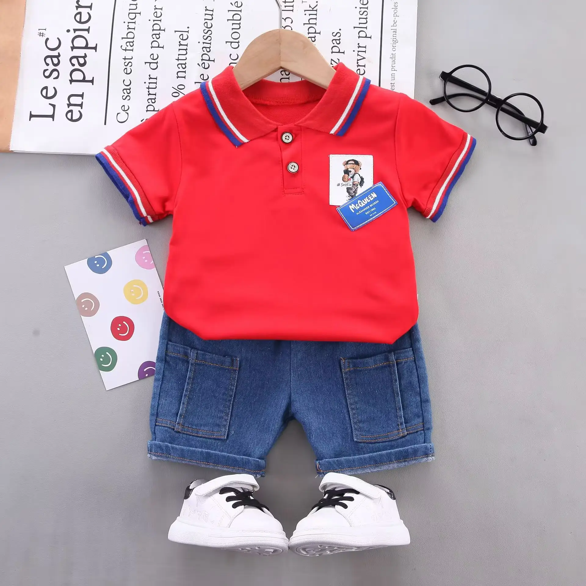 White Cotton Polo Shirt for Boys Girls Summer — feature 2