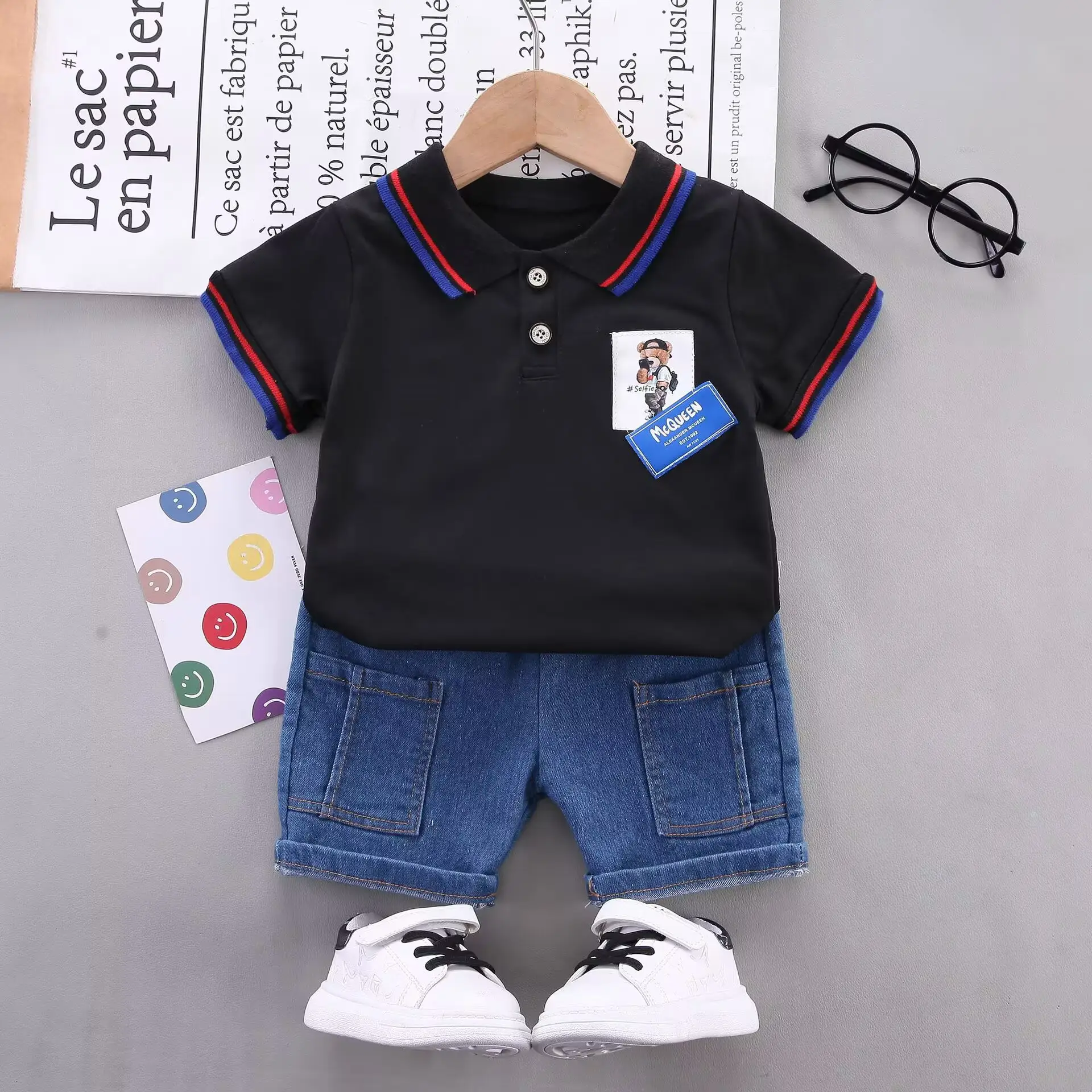 White Cotton Polo Shirt for Boys Girls Summer — feature 3