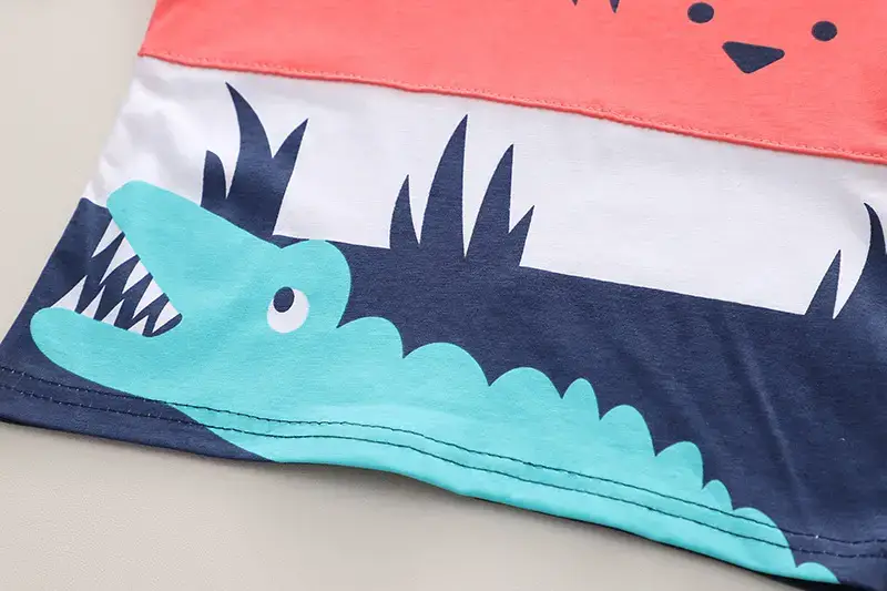 Kids Cotton T-Shirt Shorts Set Green Blue New Summer — feature 7