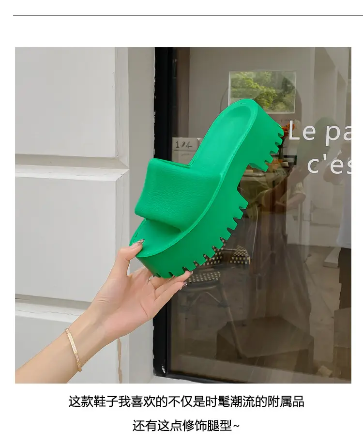 Thick-Soled Slippers for Women, European and American Style, Trendy High-End Eva Flat Large-Size Outdoor Soft-Soled One-Line Sandals, Comfortable for Women — feature 5