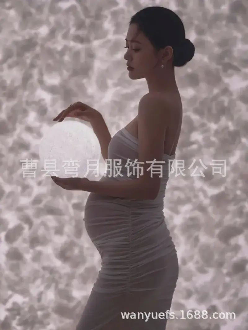 Maternity Photo Dress White Dreamy Tight Studio - Image 2