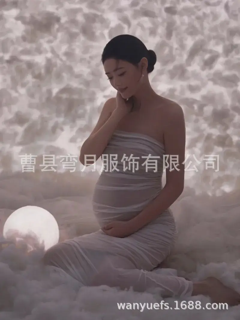 Maternity Photo Dress White Dreamy Tight Studio - Image 4