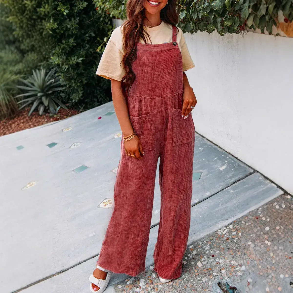 2025 Women's Navy Blue Loose Strap Pants Casual Summer - Image 7