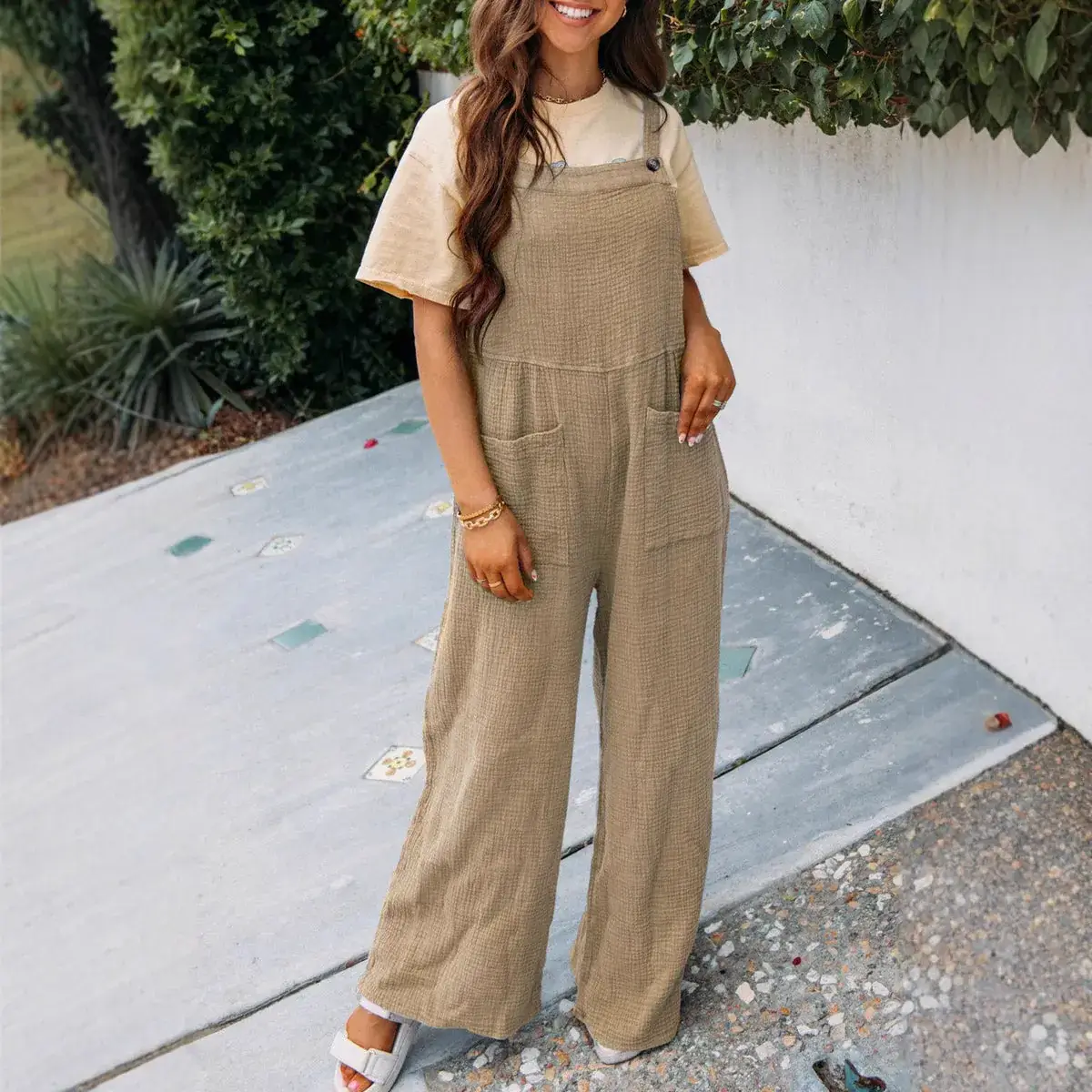2025 Women's Navy Blue Loose Strap Pants Casual Summer - Image 8