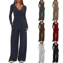 2025 Women's Navy Blue Loose Strap Pants Casual Summer — feature 1