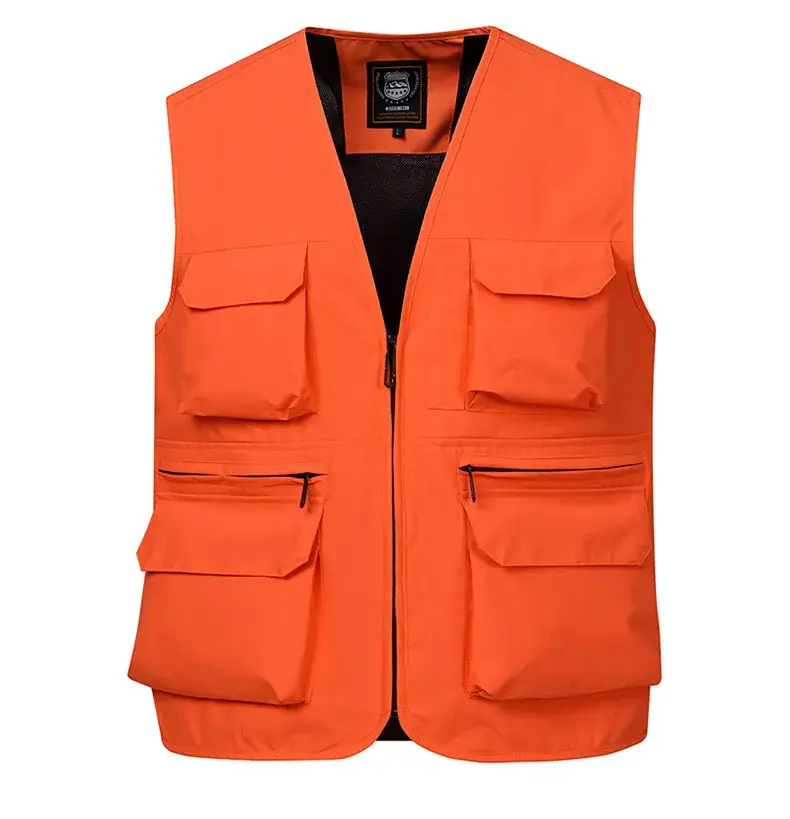 Men's Neon Zip Vest with 4 Flap Pockets Large — feature 17