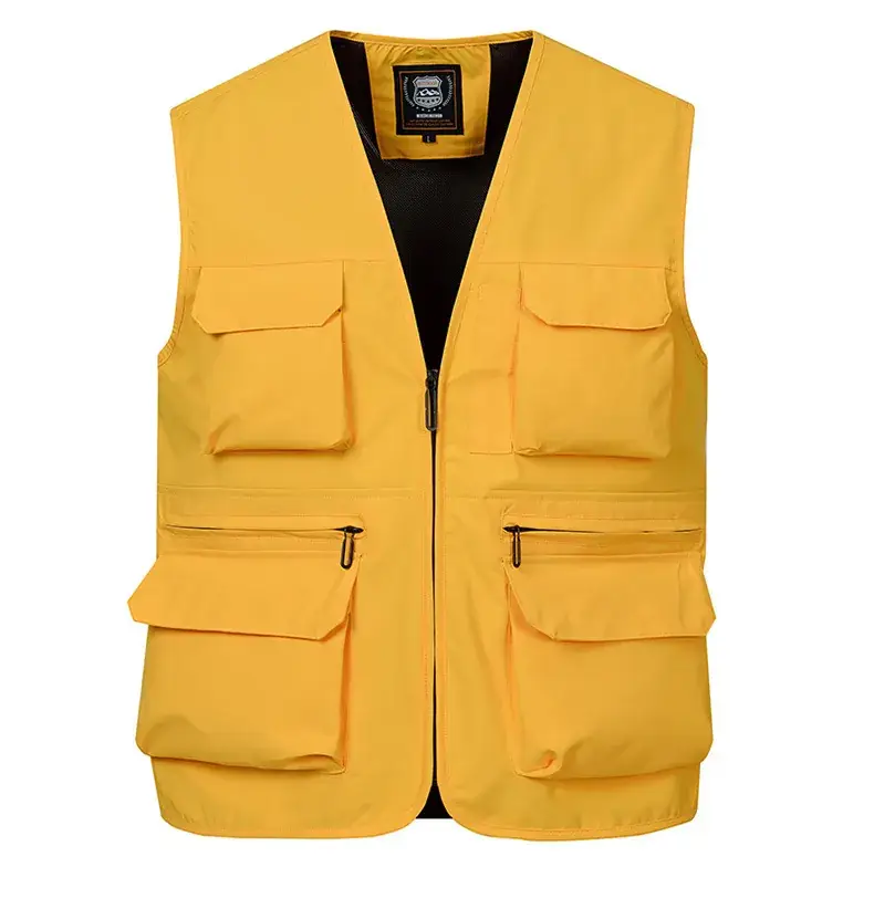 Men's Neon Zip Vest with 4 Flap Pockets Large — feature 18