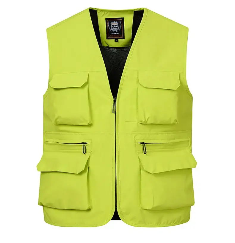 Men's Neon Zip Vest with 4 Flap Pockets Large — feature 19