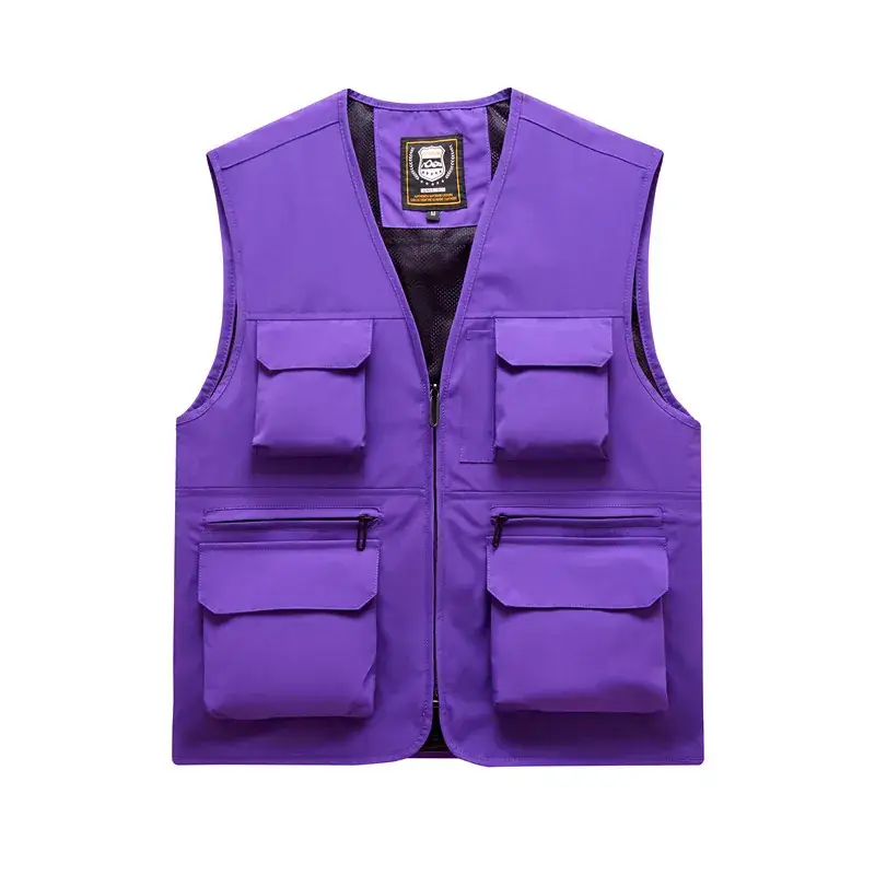 Men's Neon Zip Vest with 4 Flap Pockets Large - Image 10