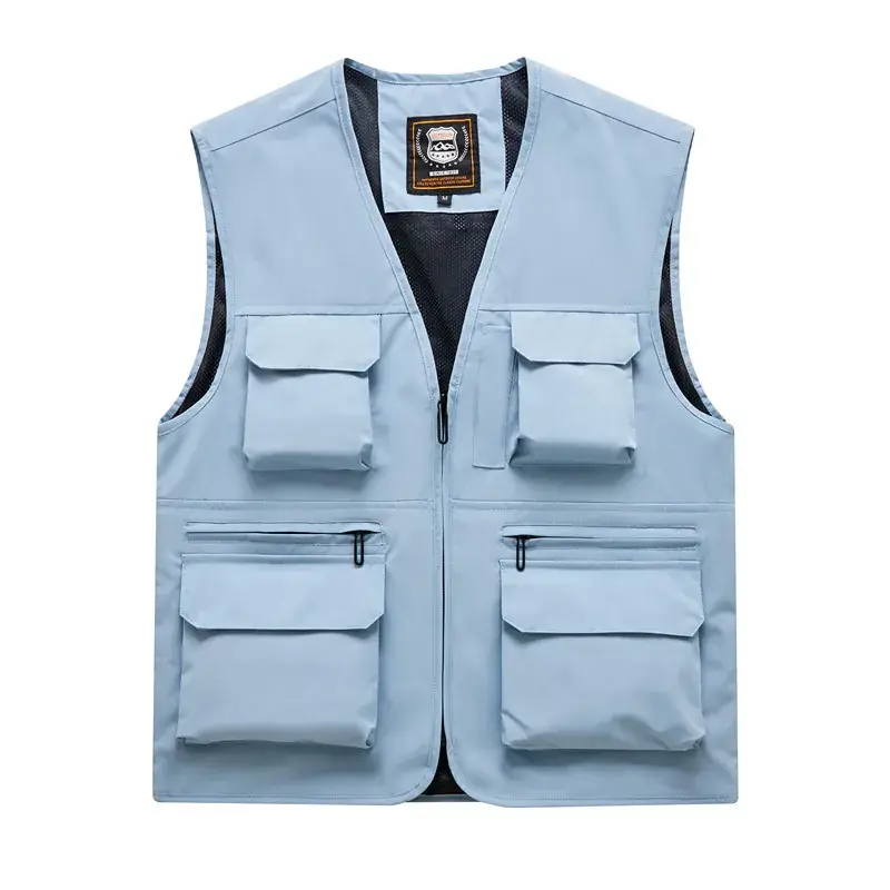 Men's Neon Zip Vest with 4 Flap Pockets Large - Image 12