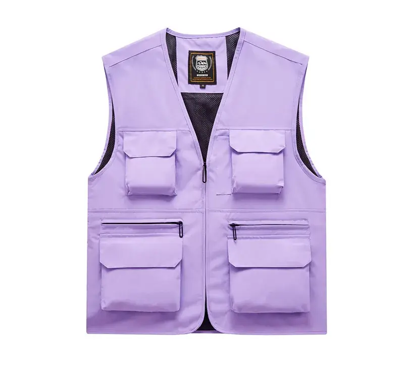 Men's Neon Zip Vest with 4 Flap Pockets Large - Image 9