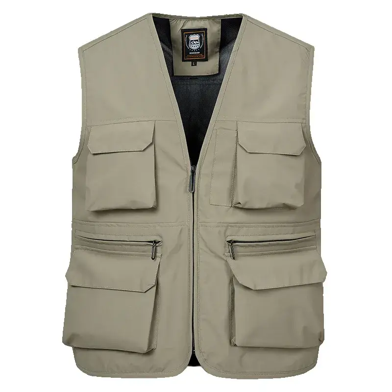 Men's Neon Zip Vest with 4 Flap Pockets Large - Image 3