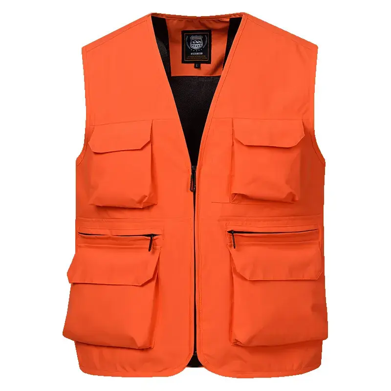 Men's Neon Zip Vest with 4 Flap Pockets Large - Image 8