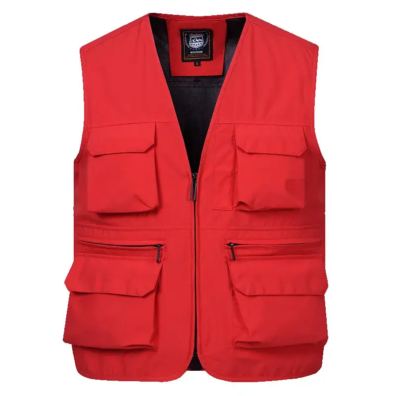 Men's Neon Zip Vest with 4 Flap Pockets Large - Image 2