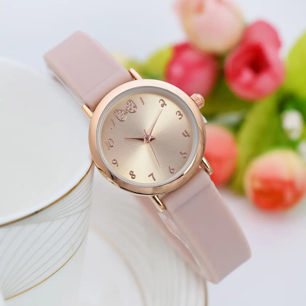 Women's Pink Diamond Watch with Rose Gold Dial - Image 4