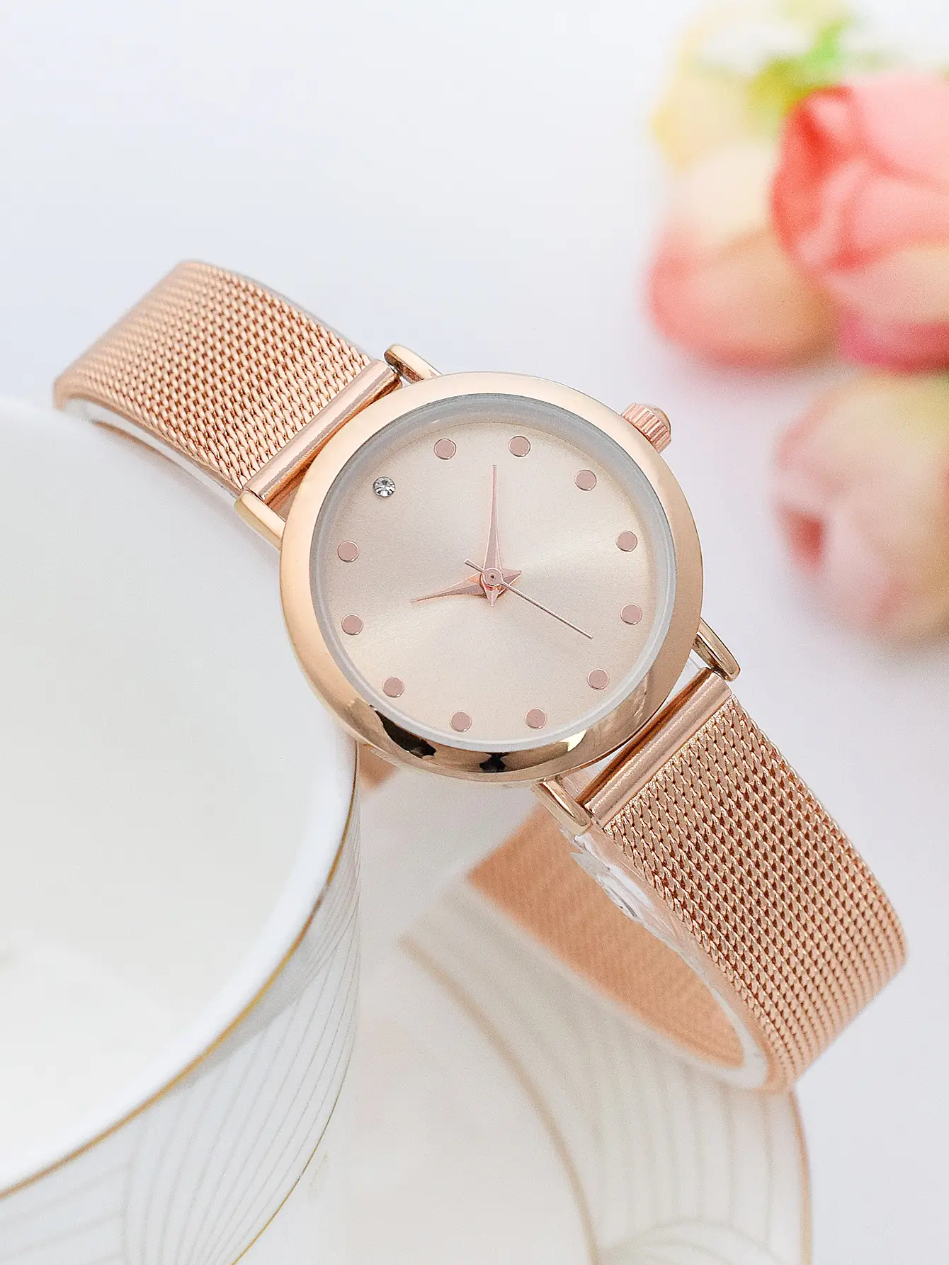 Women's Pink Diamond Watch with Rose Gold Dial — feature 3