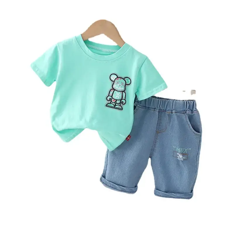 New Short Sleeve Boys T-Shirt & Denim Shorts Set 0-5Y - Image 5