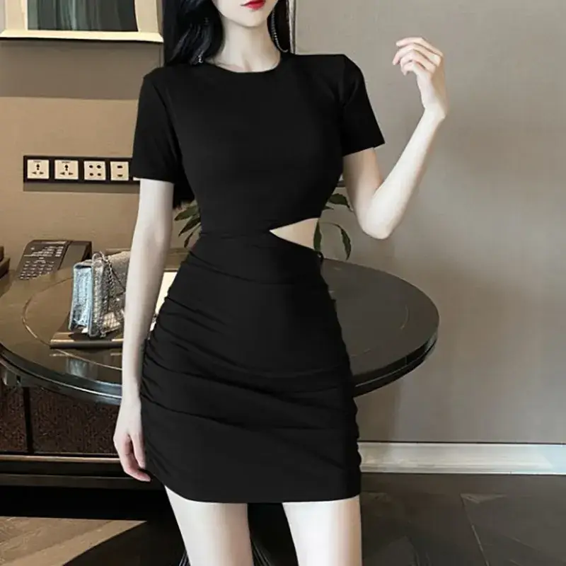 Women's Summer Slim Fit Hollow Knee Short Dress