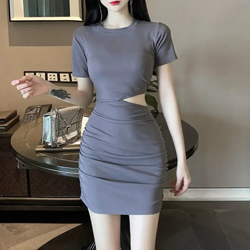 Women's Summer Slim Fit Hollow Knee Short Dress — feature 4