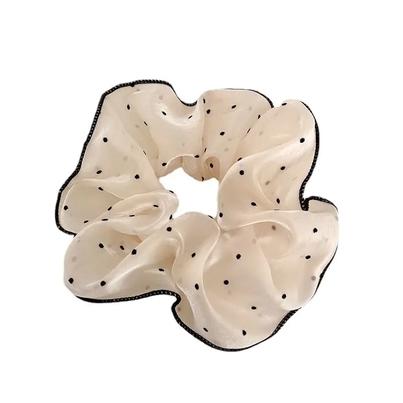 French Style Heart Dot Satin Hair Ring Large Women