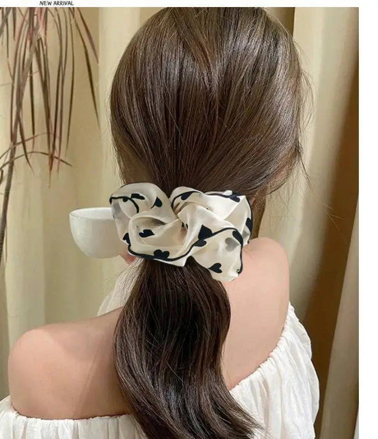 French Style Heart Dot Satin Hair Ring Large Women — feature 8