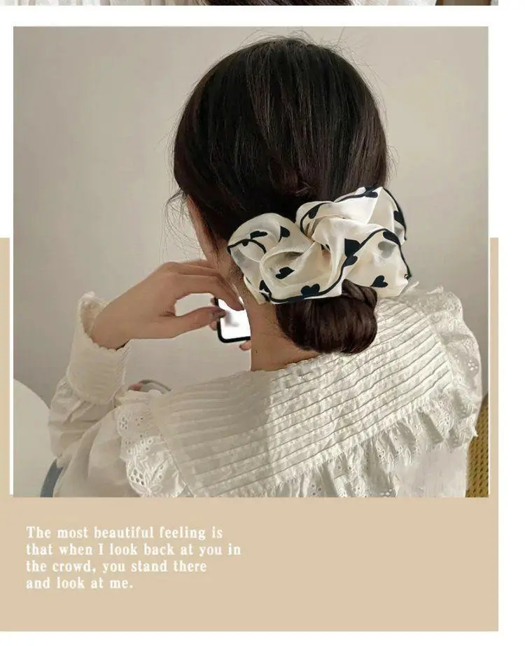 French Style Heart Dot Satin Hair Ring Large Women — feature 9