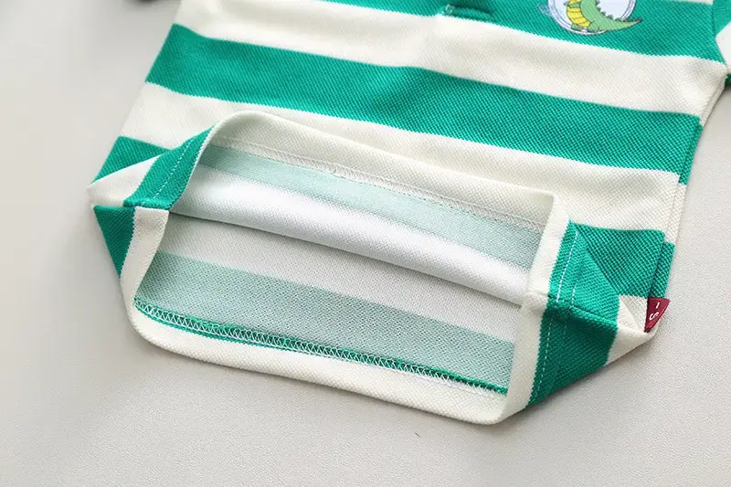 Children's Striped T-Shirt & Shorts Set Green White Cotton — feature 9