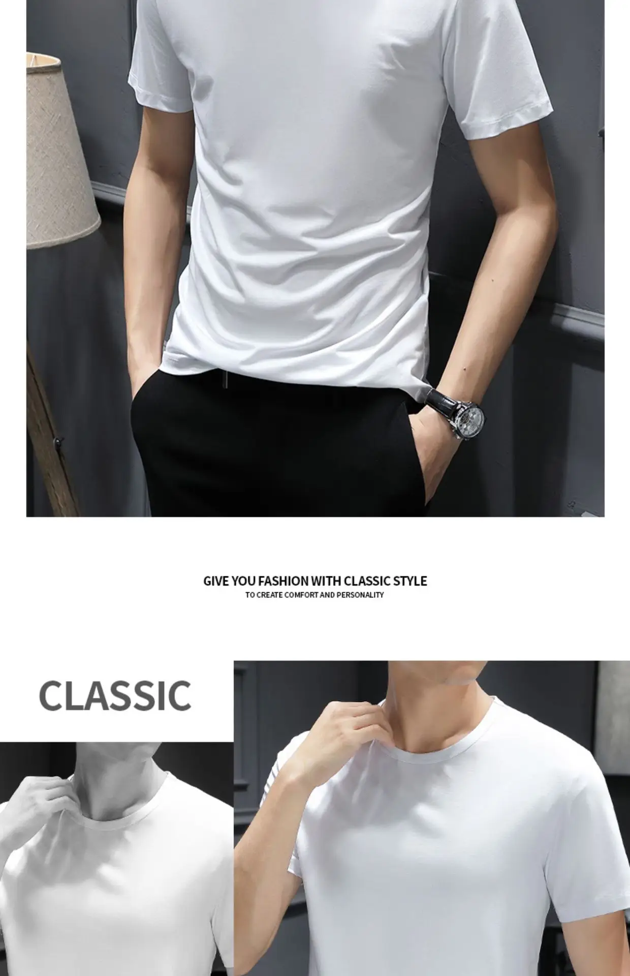Men's Black Ice Silk T-Shirt 2025 Summer — feature 18