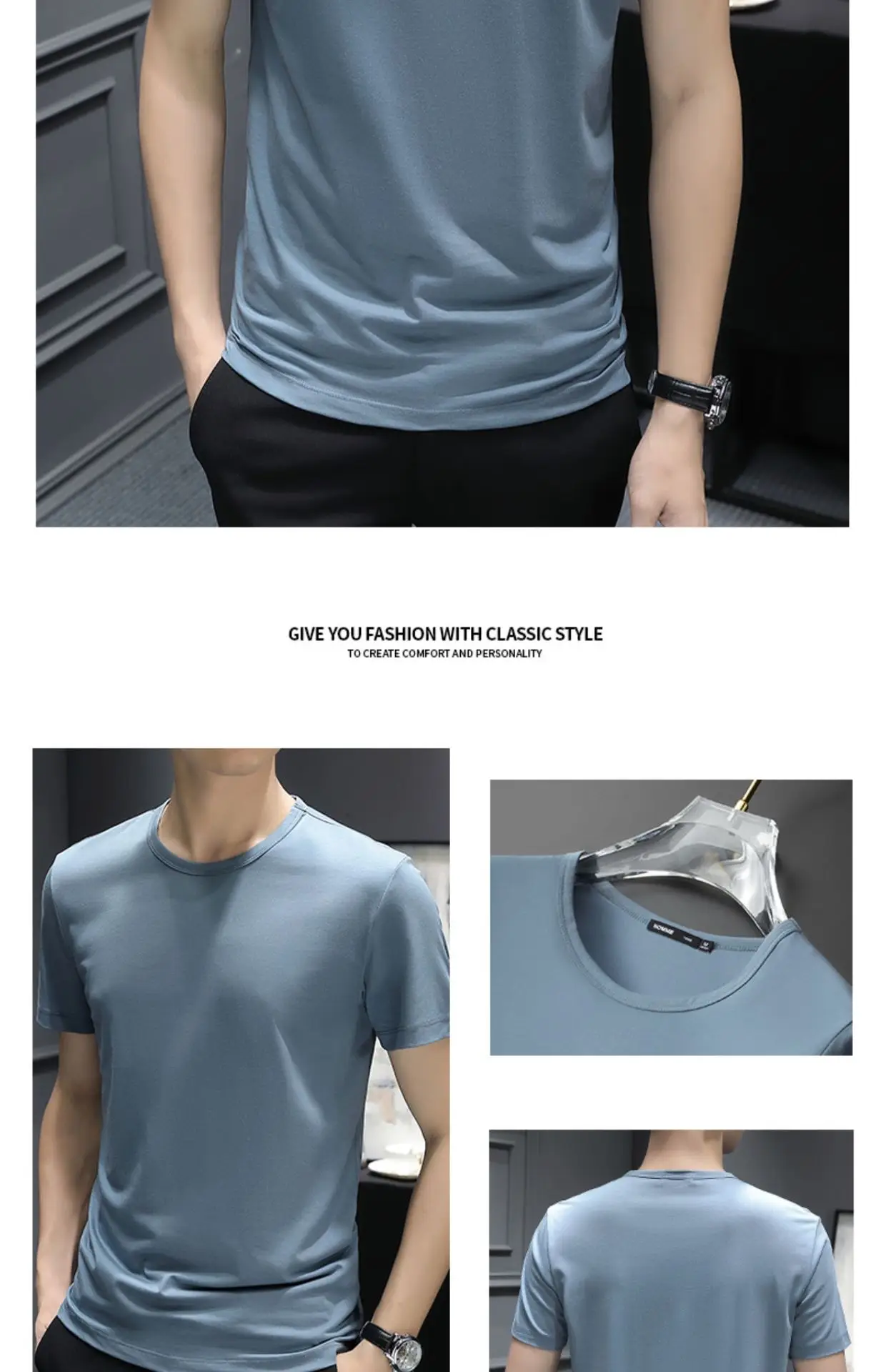 Men's Black Ice Silk T-Shirt 2025 Summer — feature 22