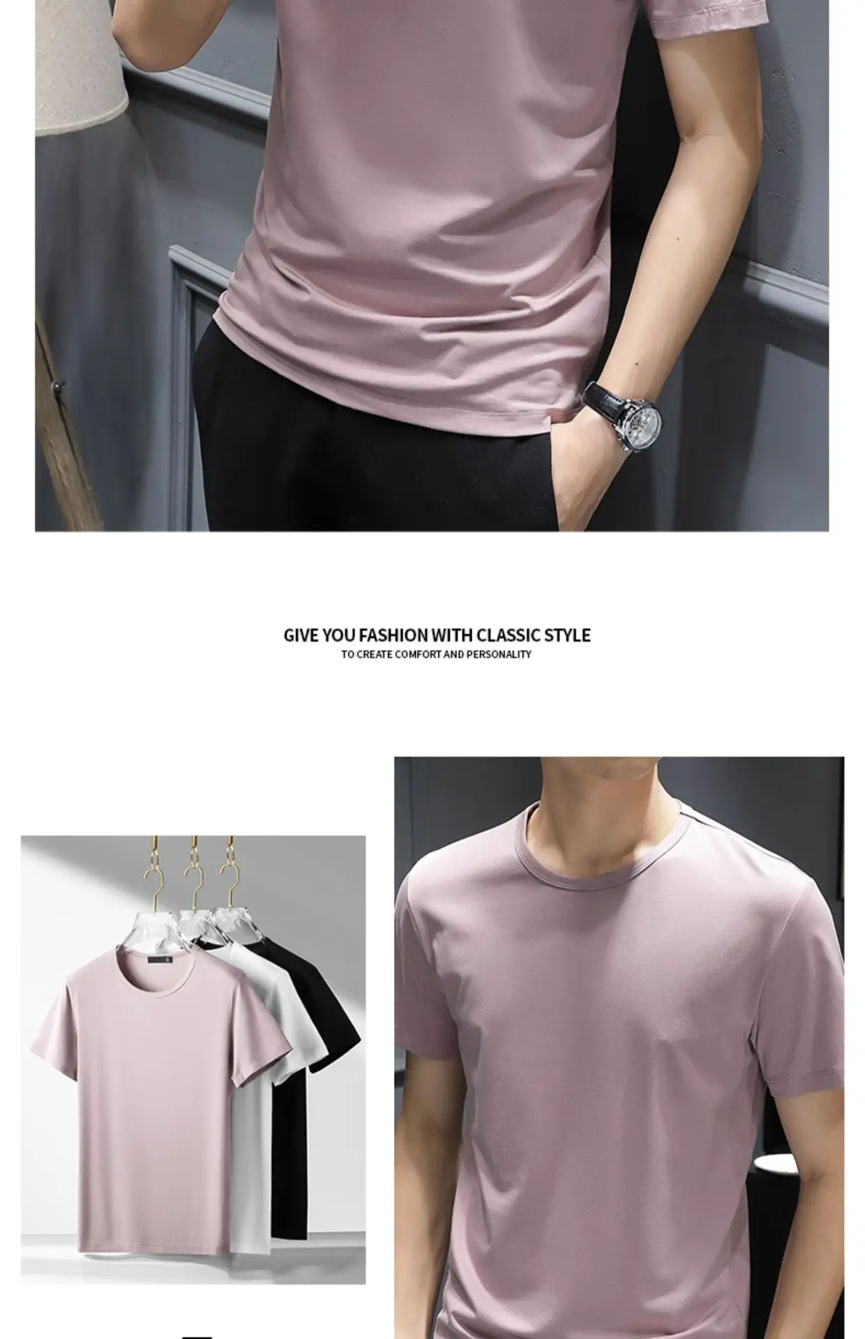 Men's Black Ice Silk T-Shirt 2025 Summer — feature 26