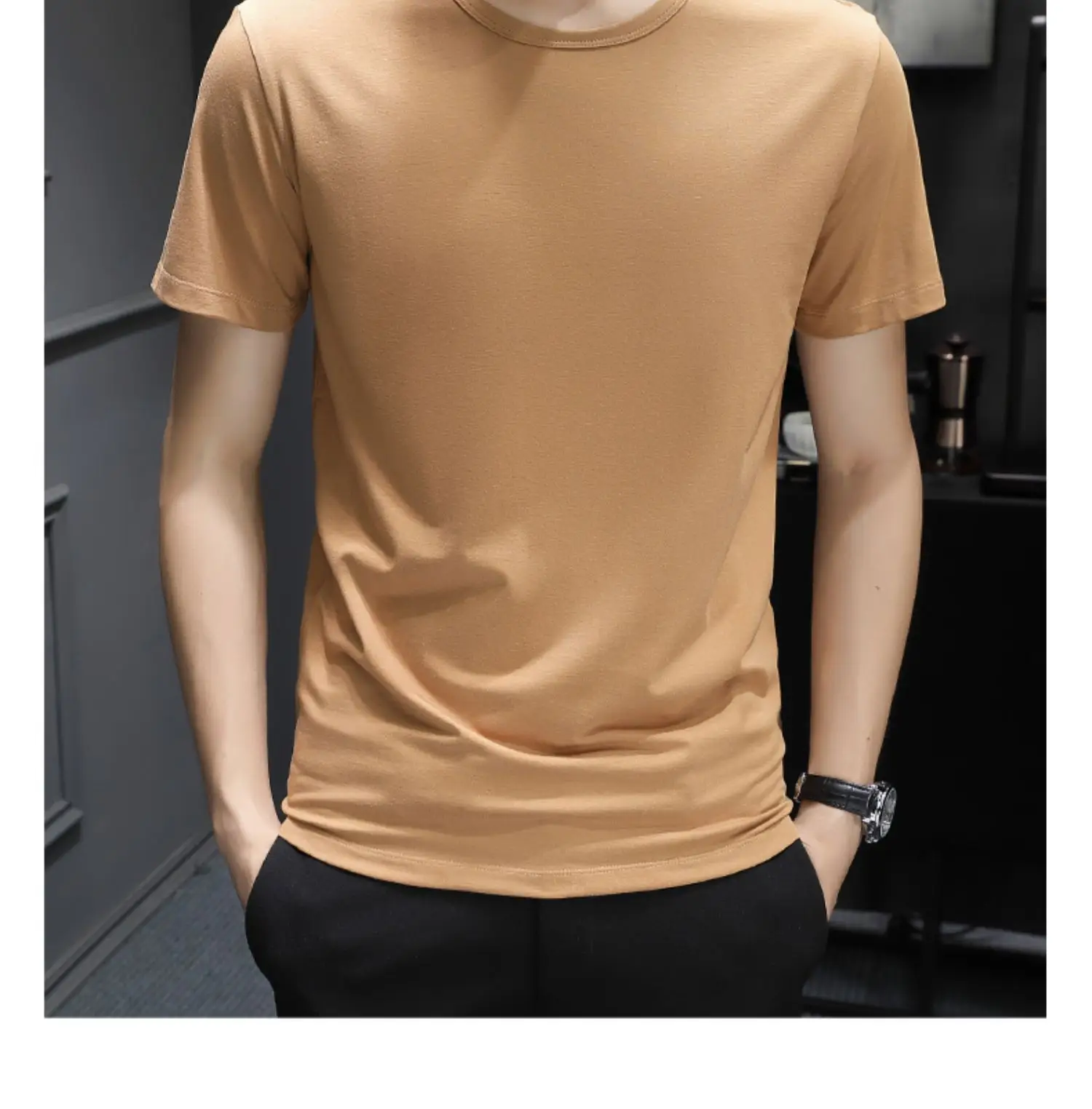 Men's Black Ice Silk T-Shirt 2025 Summer — feature 34