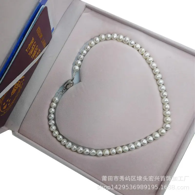 Pearl Necklace Set with Green Glare & Shell Beads - Image 3