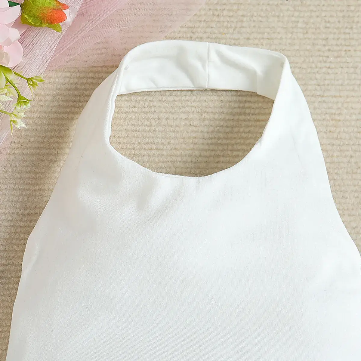 White Bow Backless Top for Girls Summer Suit - Image 3